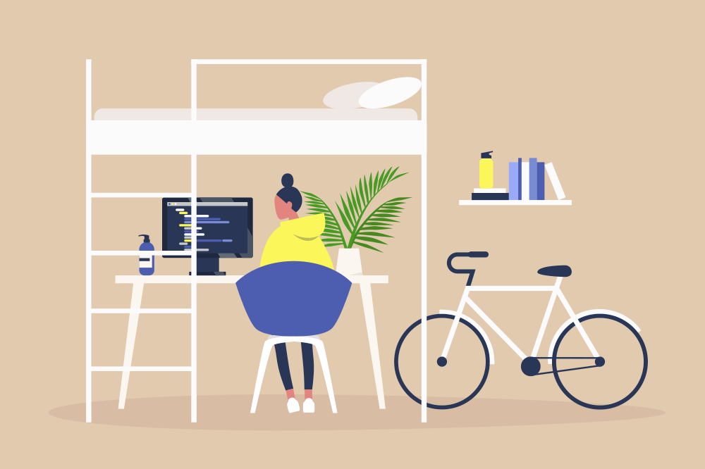 Illustration of person working from home